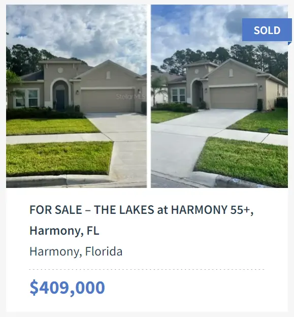 Lakes at Harmony FL Houses for Sale/Rent 55+ Golf Community