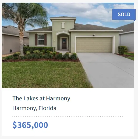 Lakes at Harmony | 55+ golf community Florida lake view house for sale